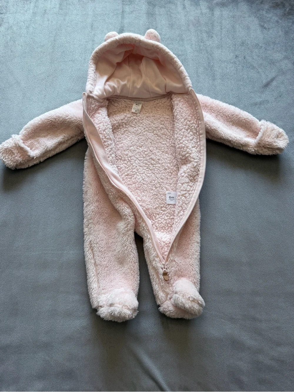 Carter’s Plush Pink Hooded Baby One-Piece